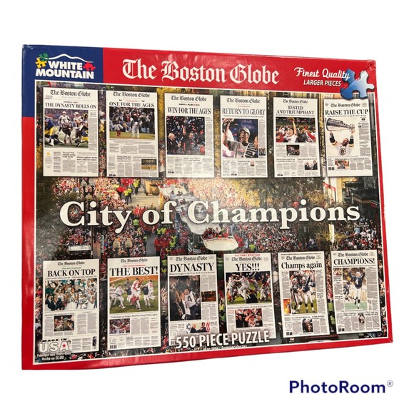 NIB NewEngland Patriots - Boston Globe "City of Champions" White Mountain Puzzle - Picture 1 of 6